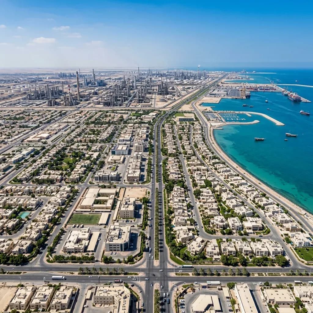 مدينة الجبيل الصناعية على ساحل الخليج