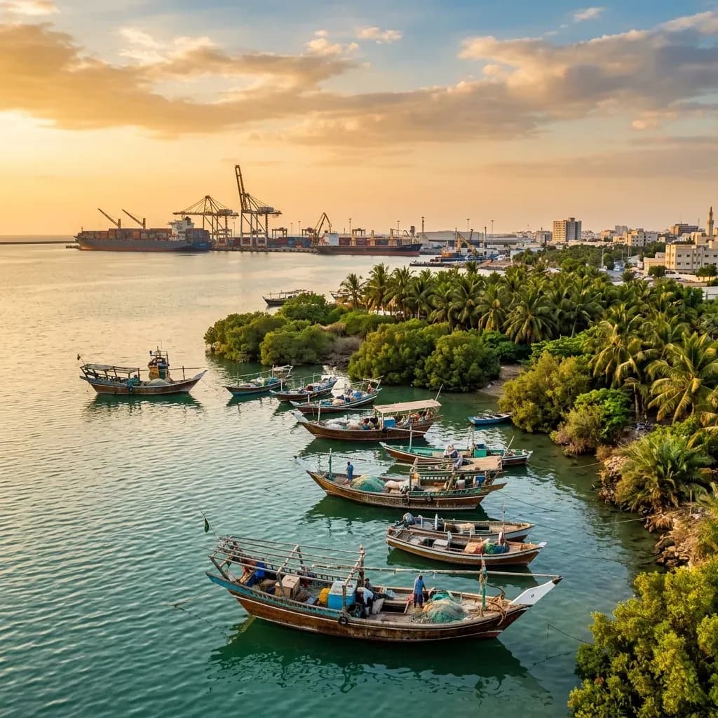 ميناء جازان على ساحل البحر الأحمر الاستوائي
