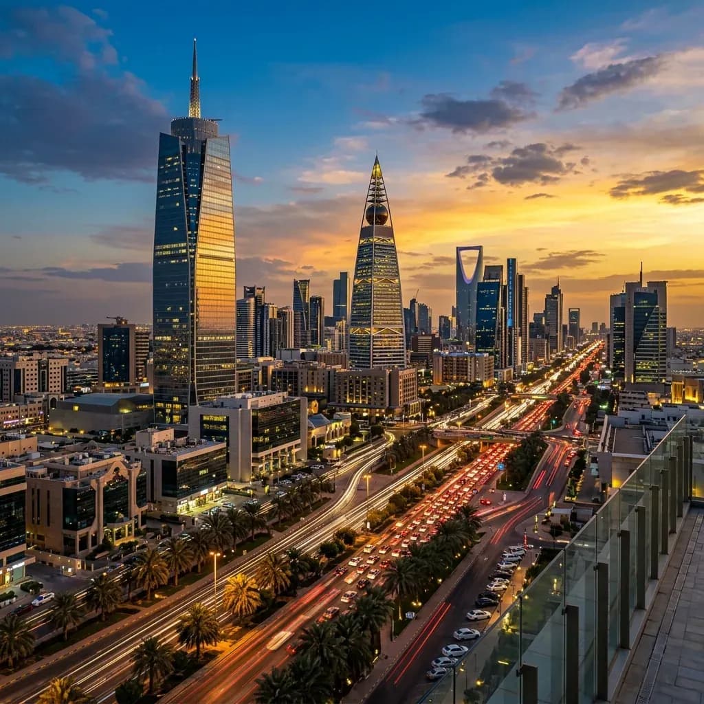 أفق مدينة الرياض عند الغروب
