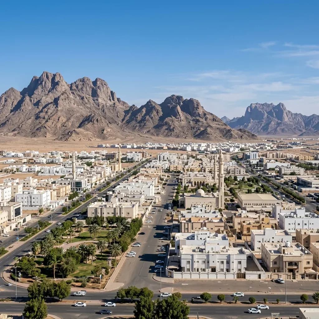 مدينة حائل أمام جبالها الجرانيتية